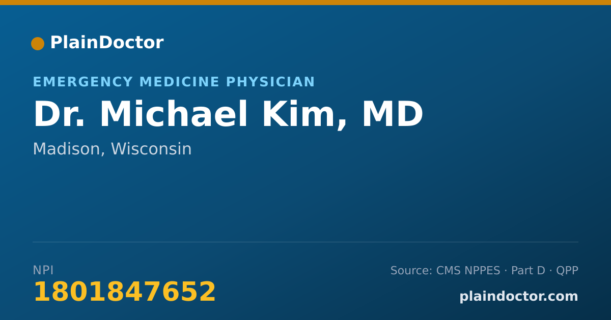 Shareable card for Michael Kim, MD - Emergency Medicine Physician, Madison, WI