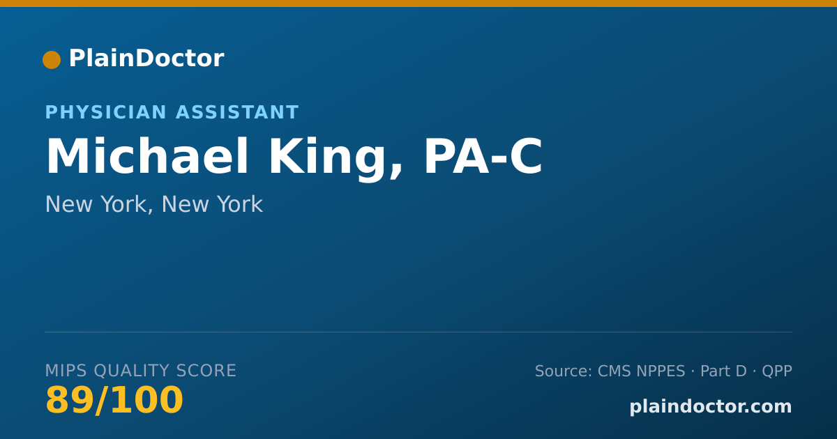 Shareable card for Michael King, PA-C - Physician Assistant, New York, NY