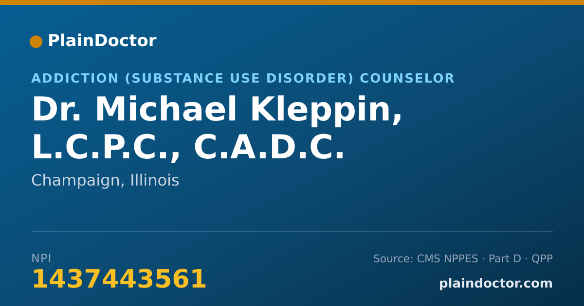 Shareable card for Michael Kleppin, L.C.P.C., C.A.D.C. - Addiction (Substance Use Disorder) Counselor, Champaign, IL