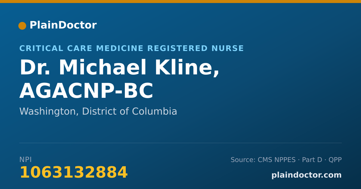 Shareable card for Michael Kline, AGACNP-BC - Critical Care Medicine Registered Nurse, Washington, DC