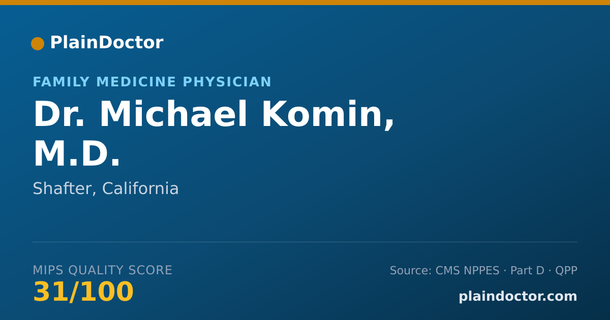 Shareable card for Michael Komin, M.D. - Family Medicine Physician, Shafter, CA