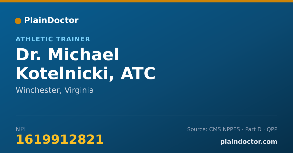 Shareable card for Michael Kotelnicki, ATC - Athletic Trainer, Winchester, VA