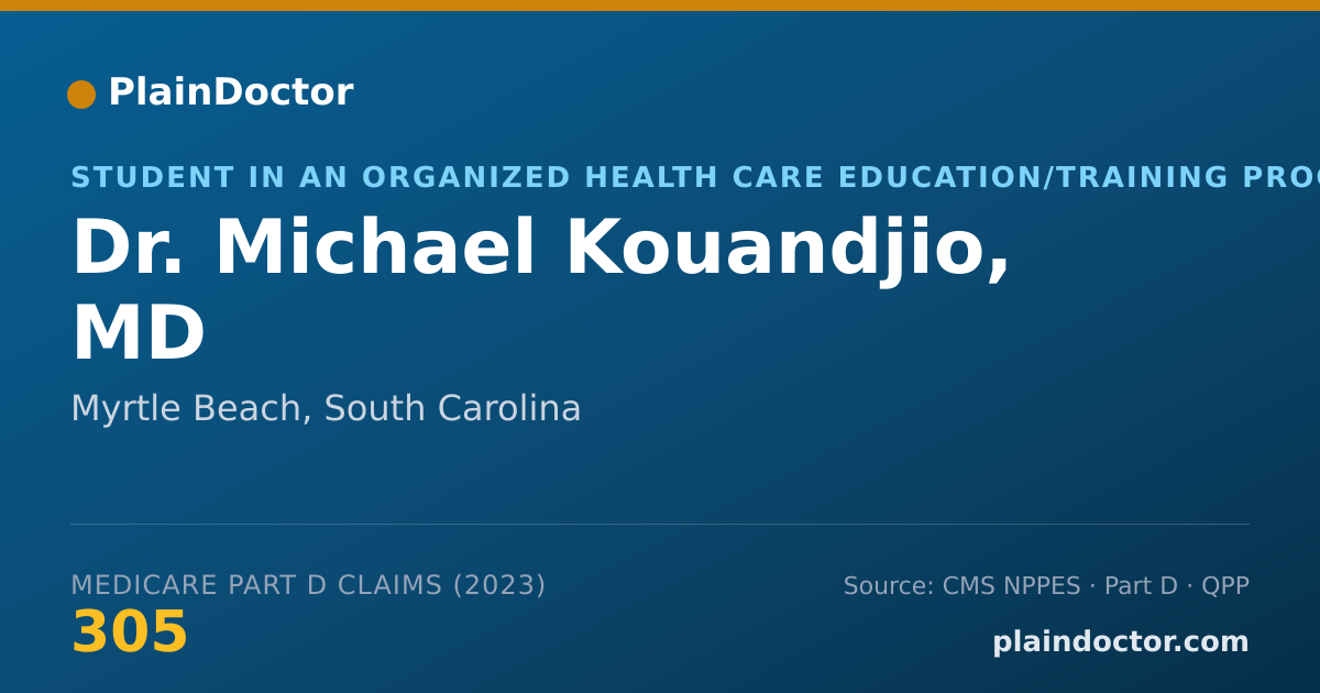 Shareable card for Michael Kouandjio, MD - Student in an Organized Health Care Education/Training Program, Myrtle Beach, SC