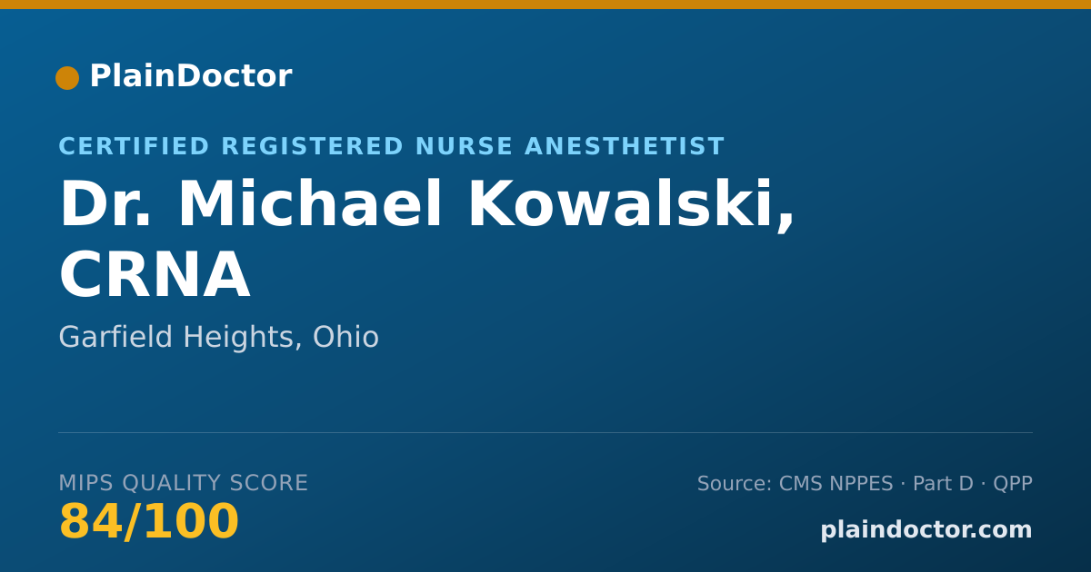 Shareable card for Michael Kowalski, CRNA - Certified Registered Nurse Anesthetist, Garfield Heights, OH