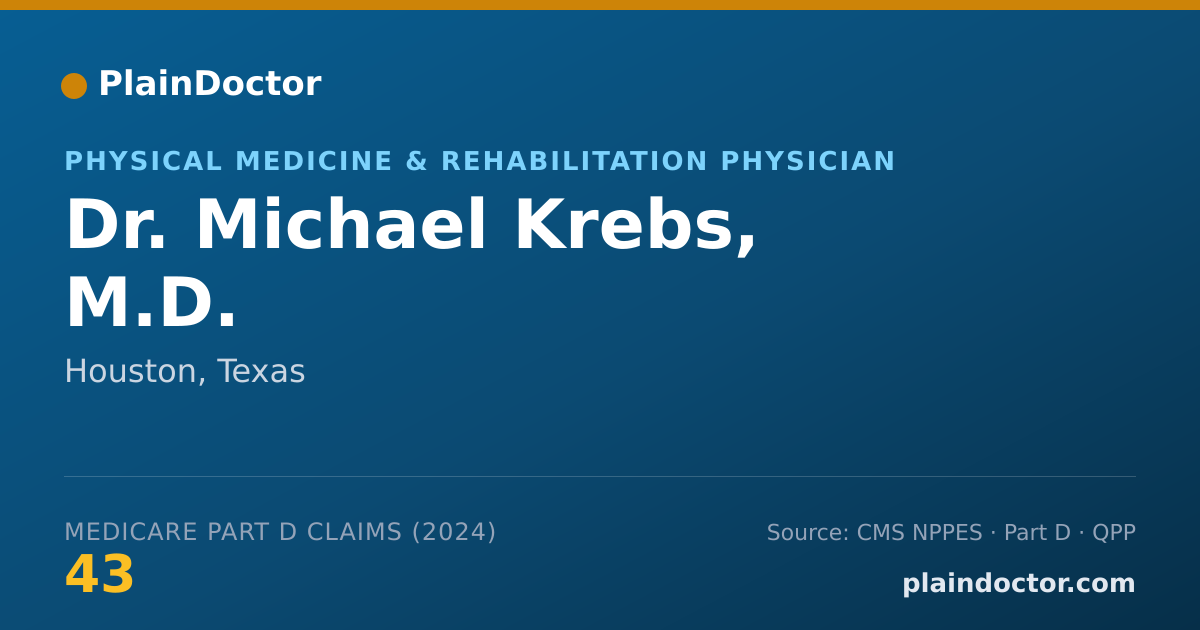 Shareable card for Michael Krebs, M.D. - Physical Medicine & Rehabilitation Physician, Houston, TX