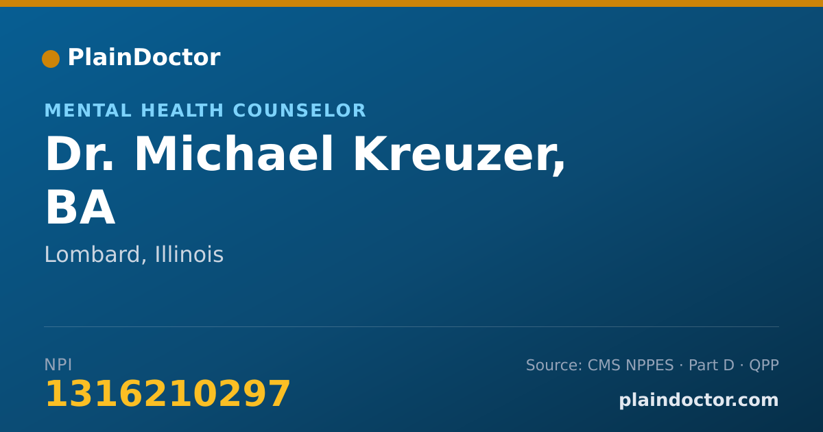 Shareable card for Michael Kreuzer, BA - Mental Health Counselor, Lombard, IL