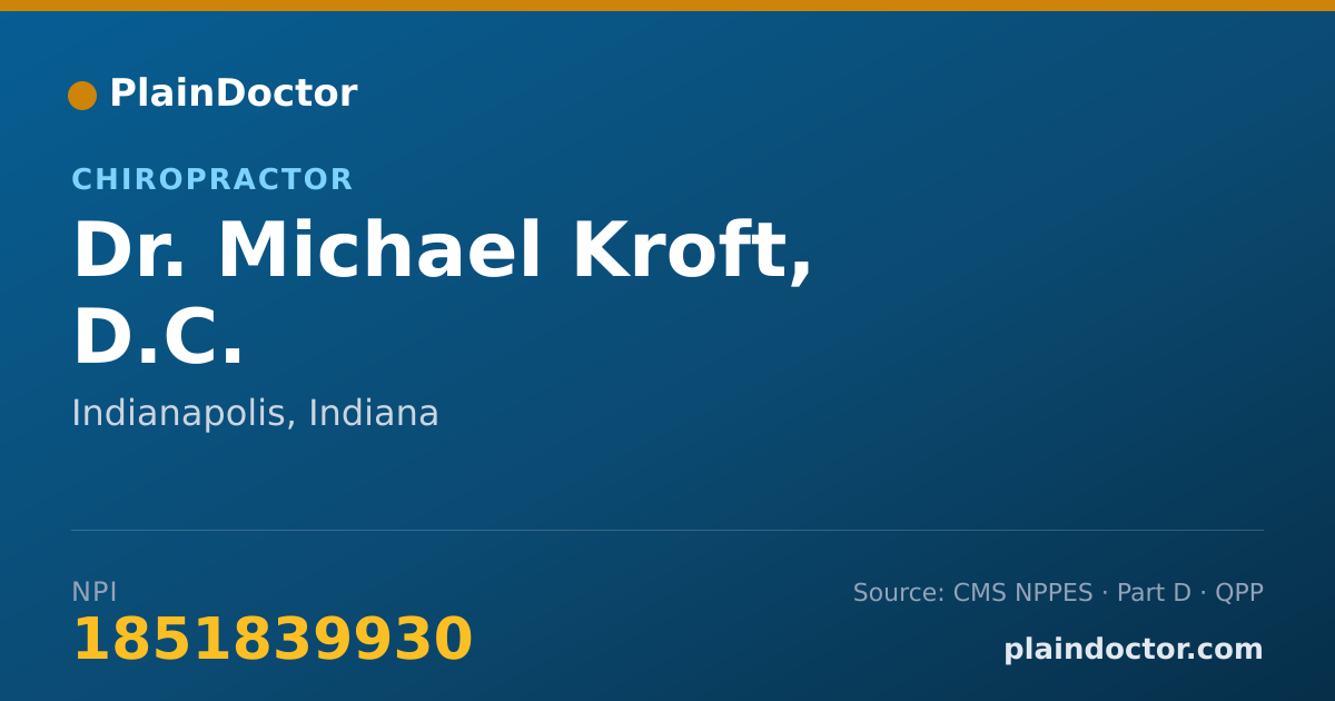 Shareable card for Michael Kroft, D.C. - Chiropractor, Indianapolis, IN