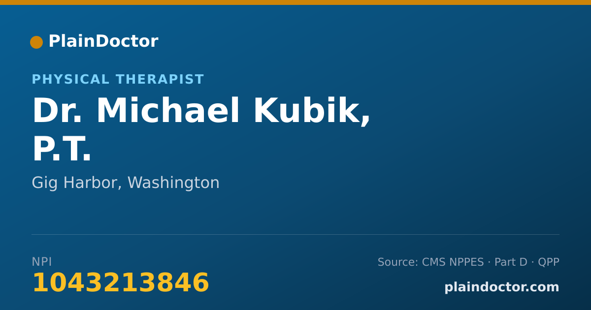 Shareable card for Michael Kubik, P.T. - Physical Therapist, Gig Harbor, WA