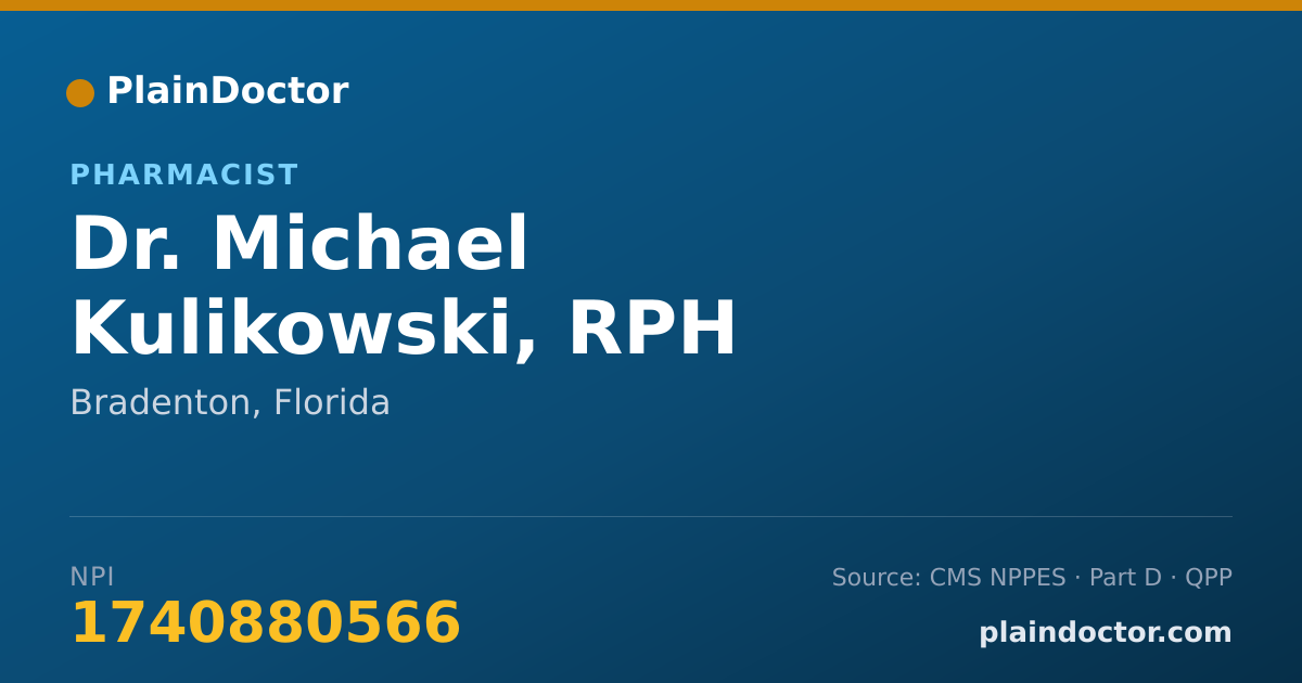Shareable card for Michael Kulikowski, RPH - Pharmacist, Bradenton, FL