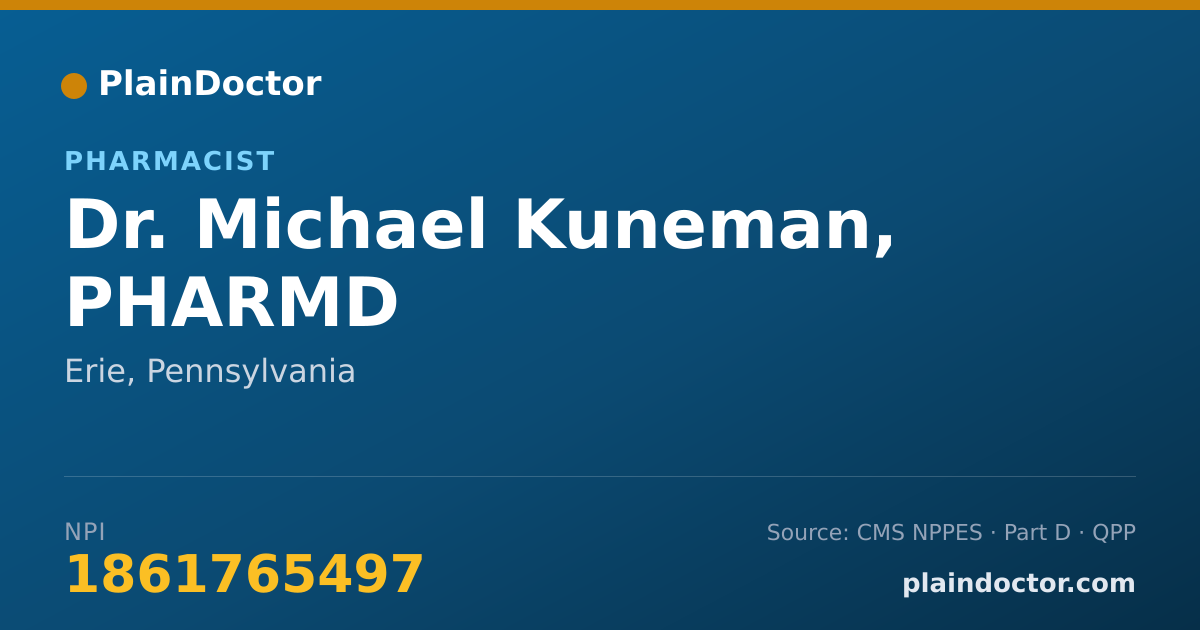 Shareable card for Michael Kuneman, PHARMD - Pharmacist, Erie, PA