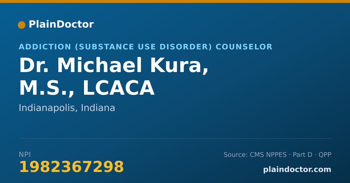Shareable card for Michael Kura, M.S., LCACA - Addiction (Substance Use Disorder) Counselor, Indianapolis, IN