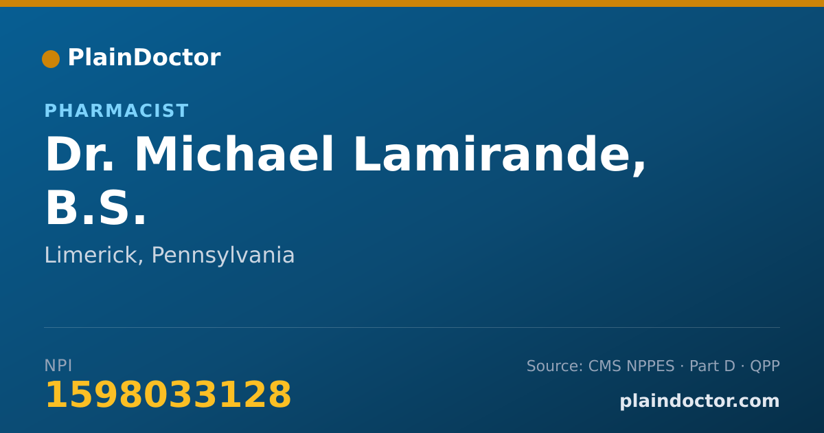 Shareable card for Michael Lamirande, B.S. - Pharmacist, Limerick, PA