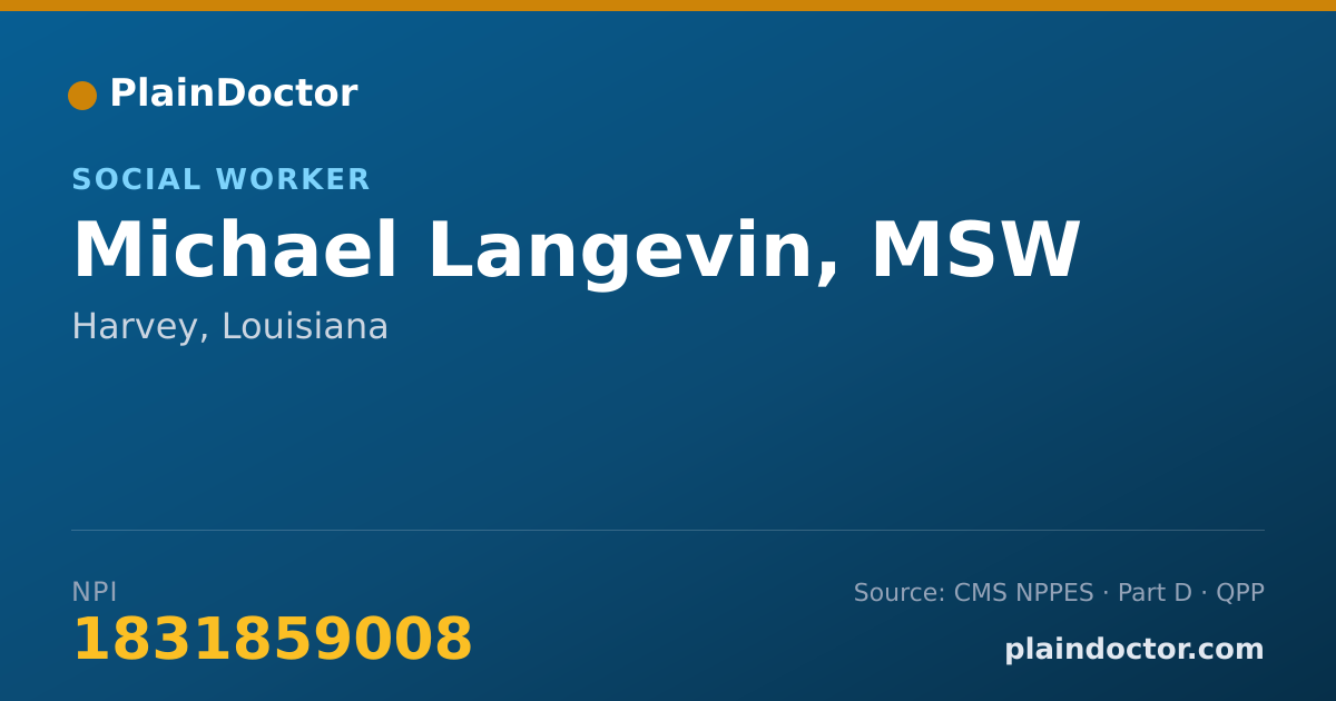 Shareable card for Michael Langevin, MSW - Mental Health Counselor, New Orleans, LA