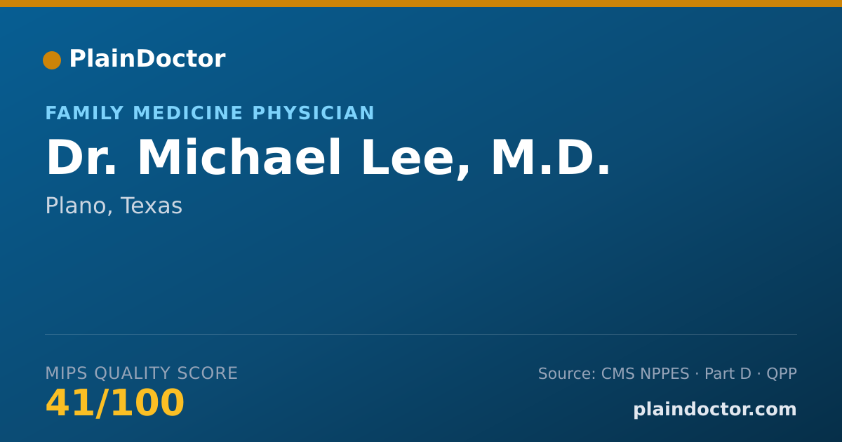Shareable card for Michael Lee, M.D. - Family Medicine Physician, Plano, TX