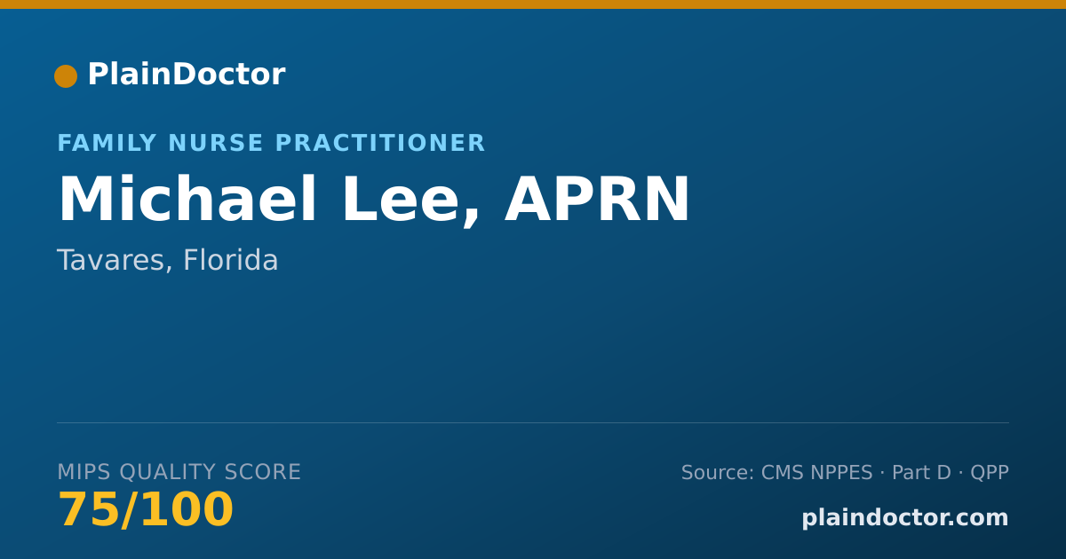 Shareable card for Michael Lee, APRN - Family Nurse Practitioner, Tavares, FL
