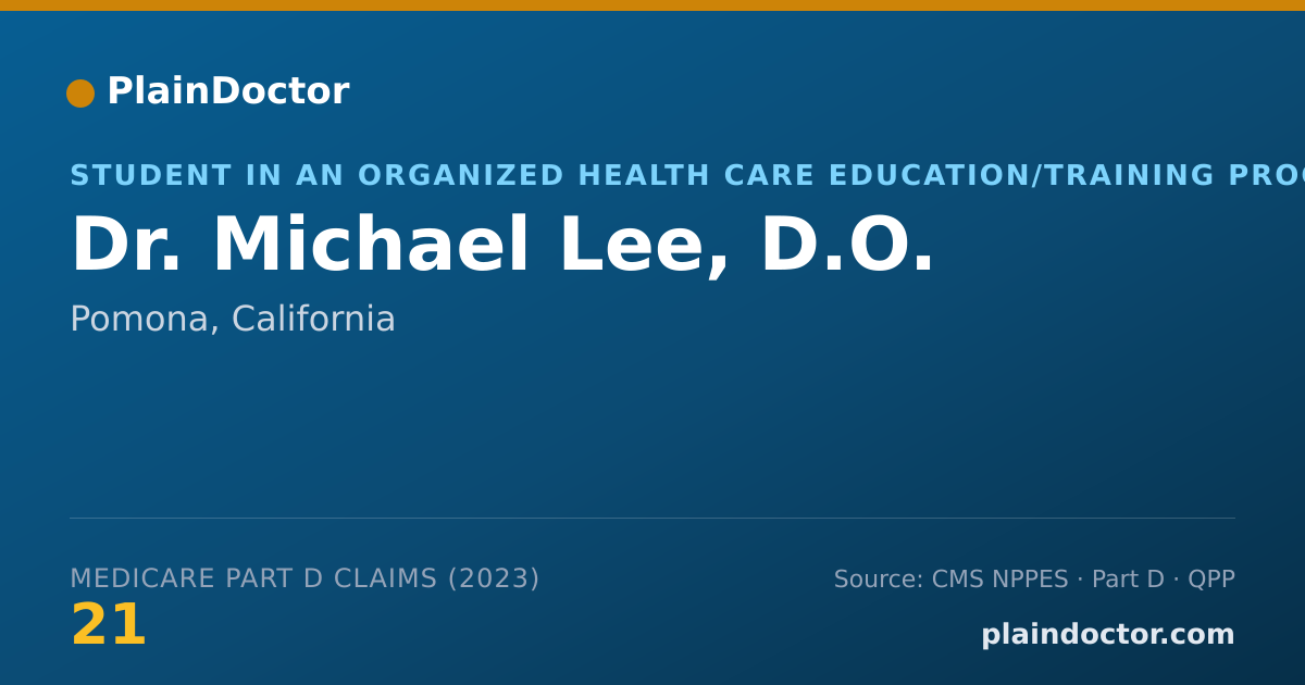 Shareable card for Michael Lee, D.O. - Student in an Organized Health Care Education/Training Program, Pomona, CA