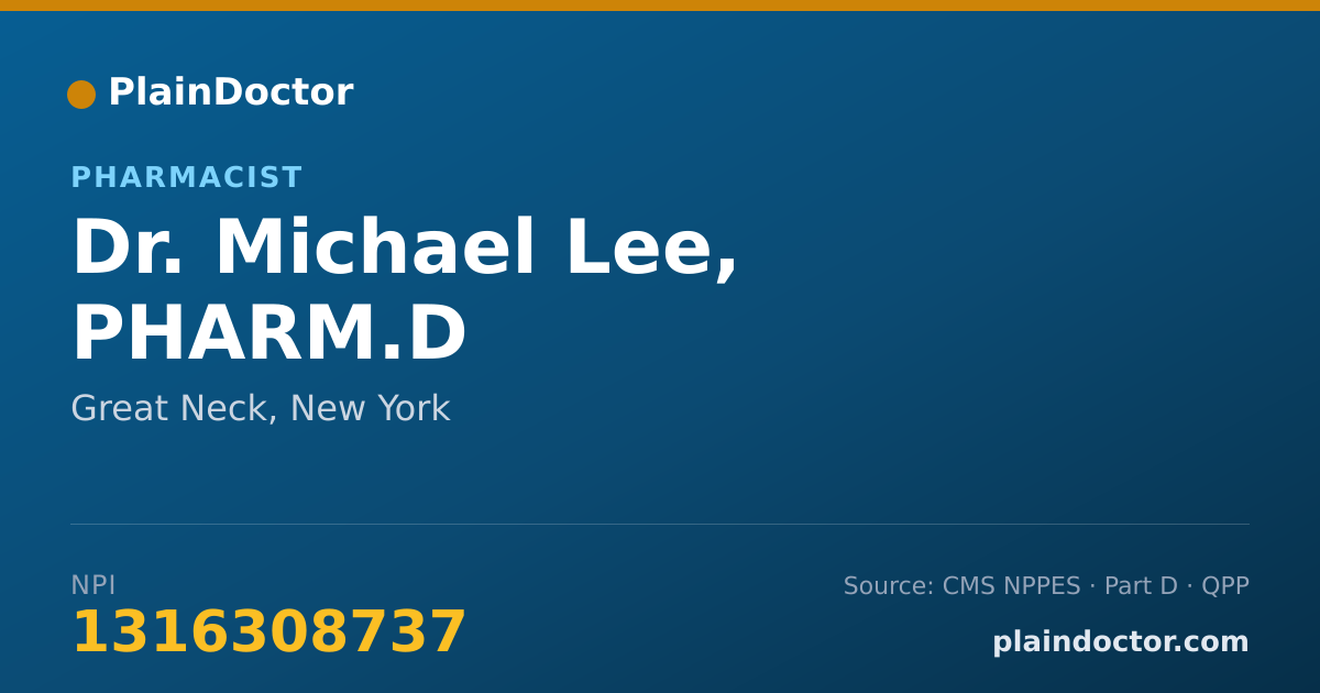 Shareable card for Michael Lee, PHARM.D - Pharmacist, Great Neck, NY