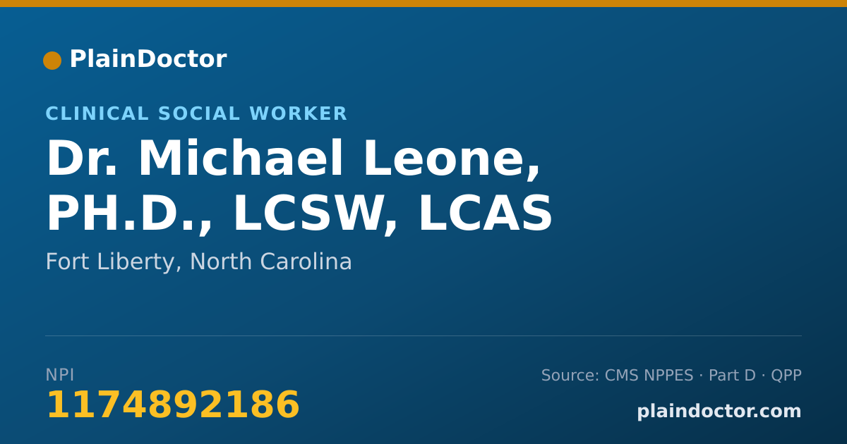 Shareable card for Michael Leone, PH.D., LCSW, LCAS - Clinical Social Worker, Fort Liberty, NC