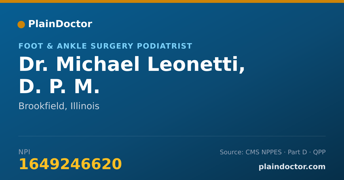 Shareable card for Michael Leonetti, D. P. M. - Foot & Ankle Surgery Podiatrist, Brookfield, IL