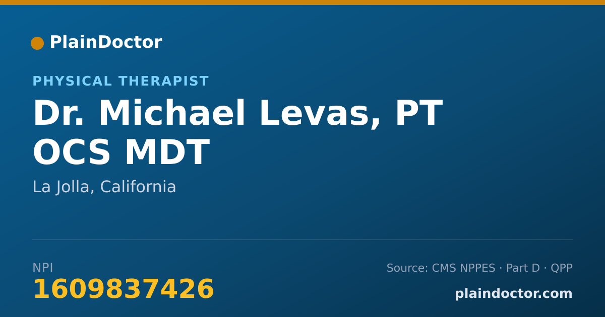 Shareable card for Michael Levas, PT OCS MDT - Physical Therapist, La Jolla, CA