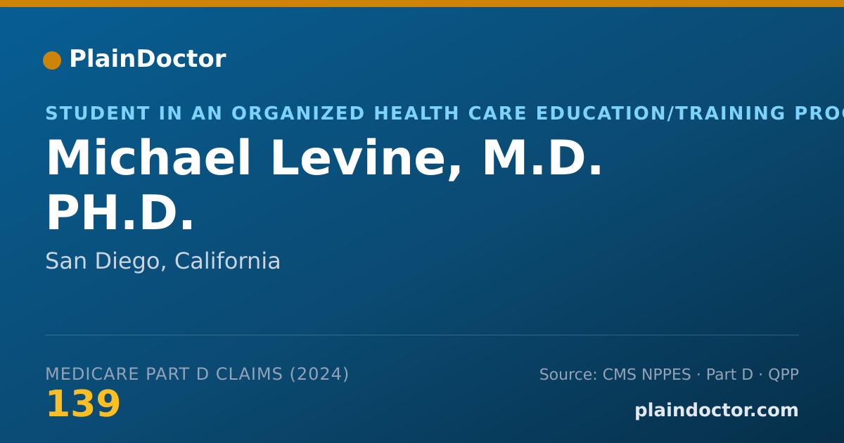 Shareable card for Michael Levine, M.D. PH.D. - Student in an Organized Health Care Education/Training Program, San Diego, CA