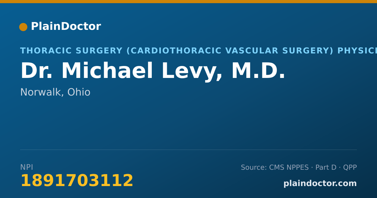 Shareable card for Michael Levy, M.D. - Thoracic Surgery (Cardiothoracic Vascular Surgery) Physician, Norwalk, OH