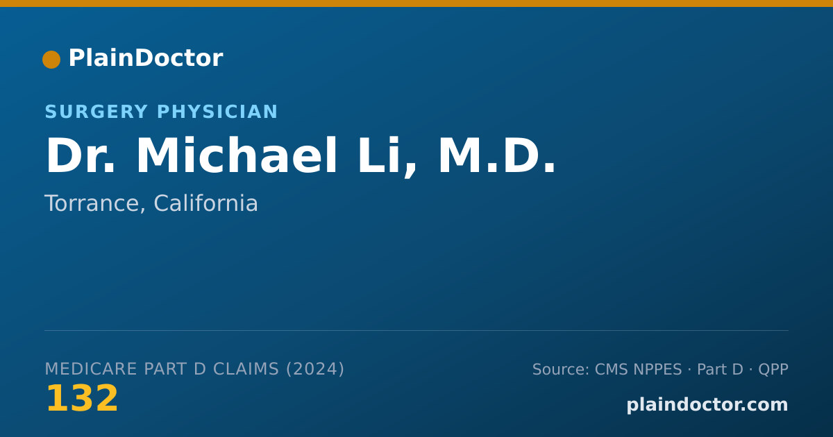 Shareable card for Michael Li, M.D. - Surgery Physician, Torrance, CA