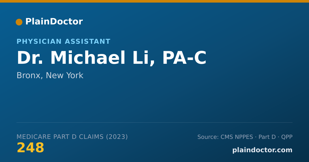 Shareable card for Michael Li, PA-C - Physician Assistant, Bronx, NY