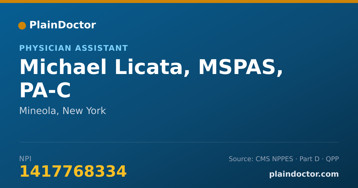 Shareable card for Michael Licata, MSPAS, PA-C - Physician Assistant, Mineola, NY