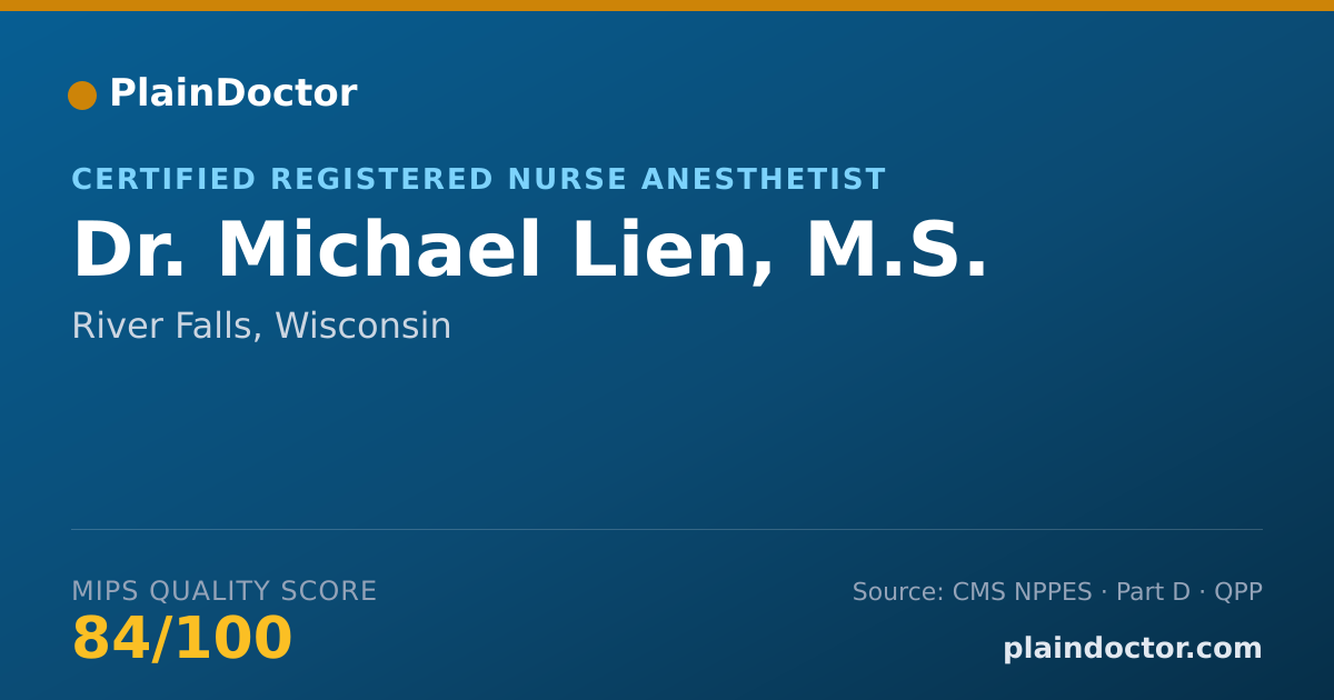 Shareable card for Michael Lien, M.S. - Certified Registered Nurse Anesthetist, River Falls, WI