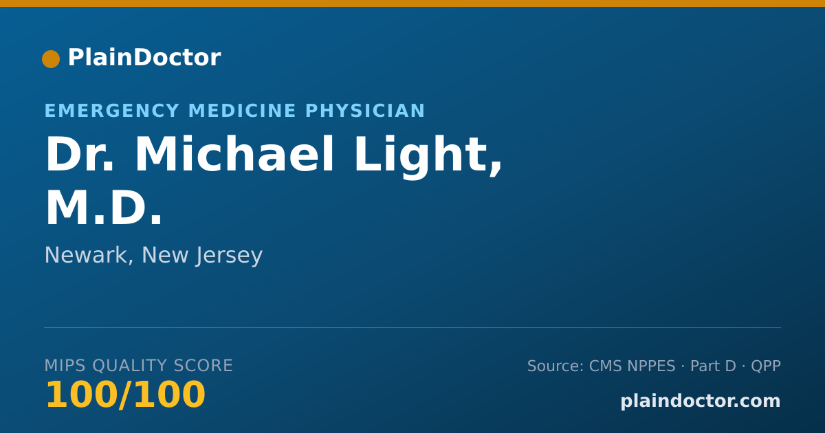 Shareable card for Michael Light, M.D. - Emergency Medicine Physician, Newark, NJ