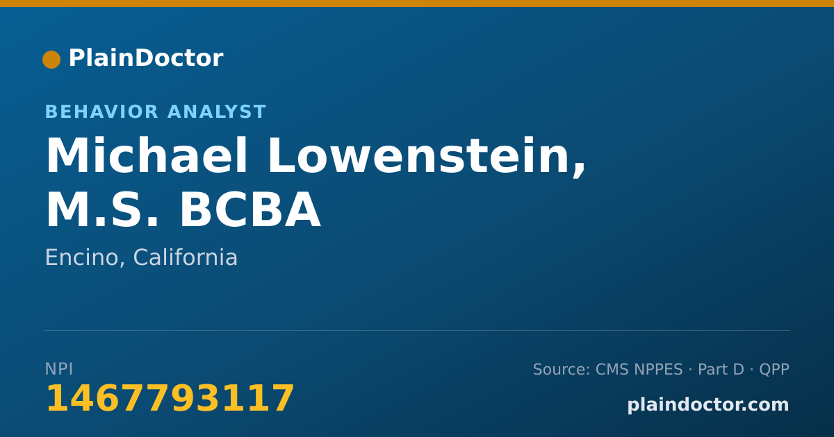 Shareable card for Michael Lowenstein, M.S. BCBA - Behavior Analyst, Encino, CA