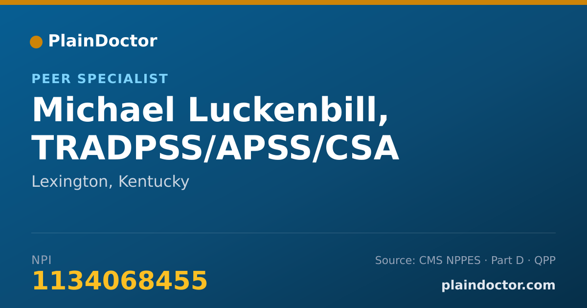 Shareable card for Michael Luckenbill, TRADPSS/APSS/CSA - Peer Specialist, Lexington, KY