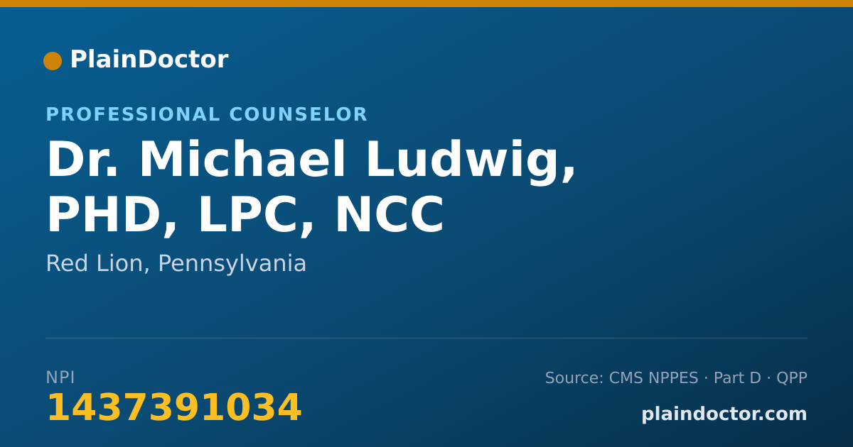 Shareable card for Michael Ludwig, PHD, LPC, NCC - Professional Counselor, Red Lion, PA