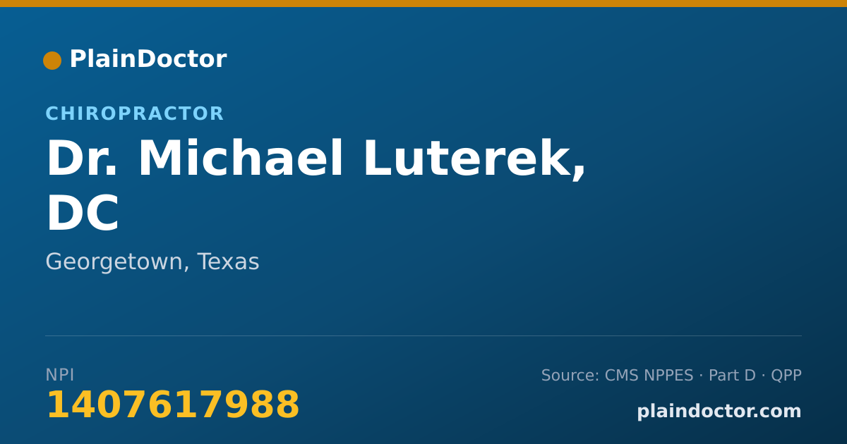 Shareable card for Michael Luterek, DC - Chiropractor, Georgetown, TX