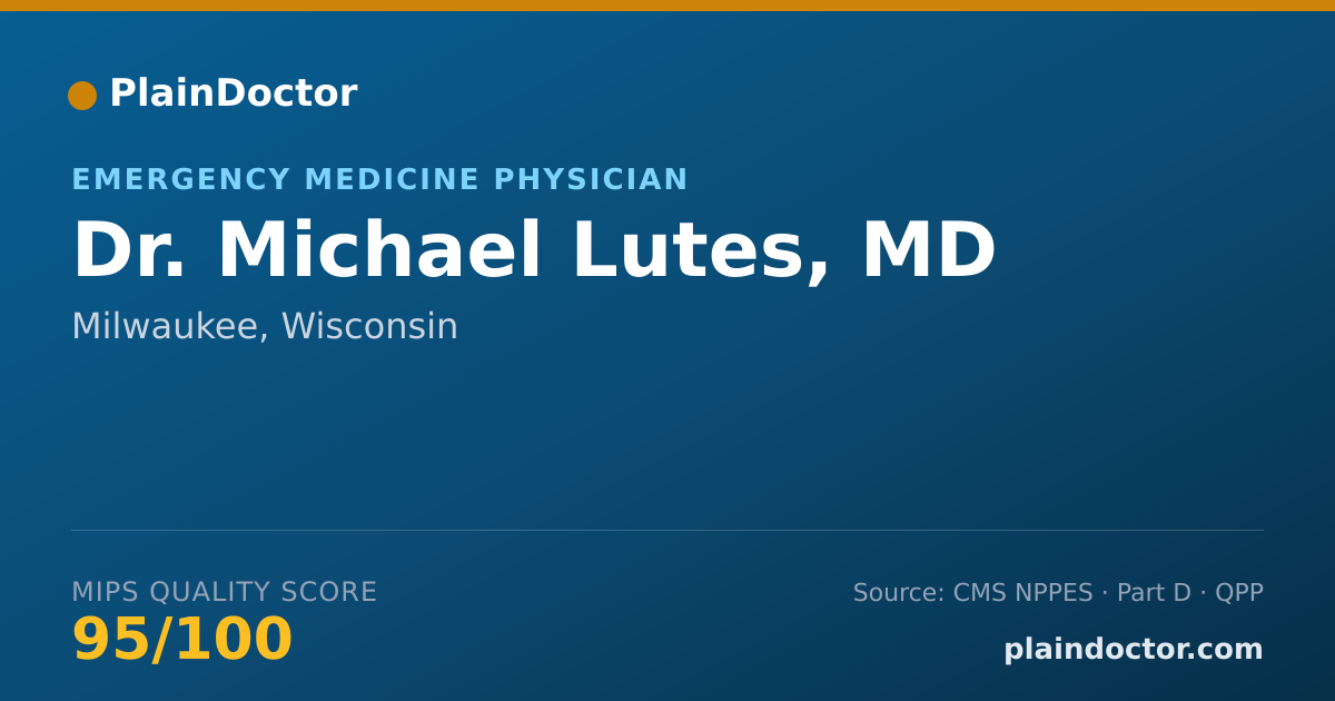 Shareable card for Michael Lutes, MD - Emergency Medicine Physician, Milwaukee, WI