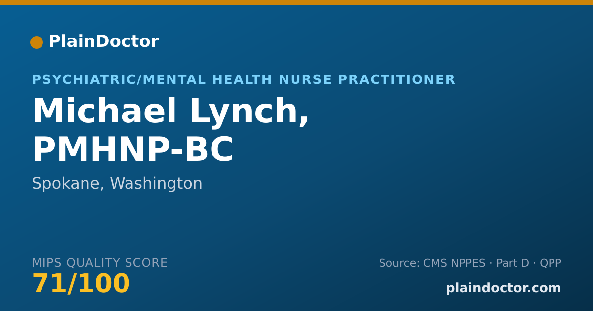 Shareable card for Michael Lynch, PMHNP-BC - Psychiatric/Mental Health Nurse Practitioner, Spokane, WA
