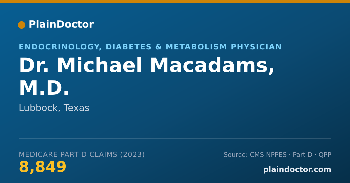 Shareable card for Michael Macadams, M.D. - Endocrinology, Diabetes & Metabolism Physician, Lubbock, TX