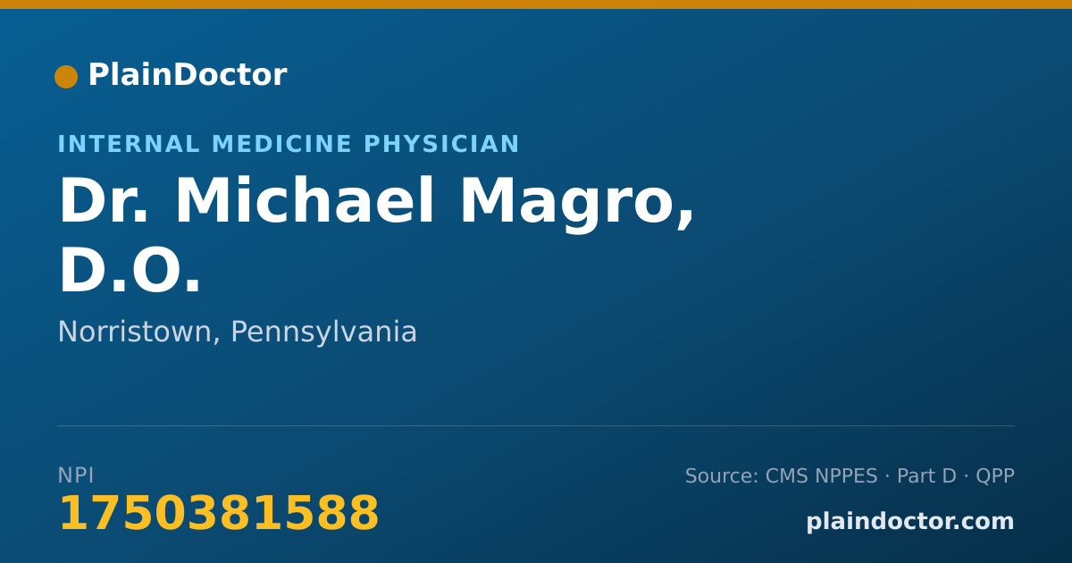 Shareable card for Michael Magro, D.O. - Internal Medicine Physician, Norristown, PA