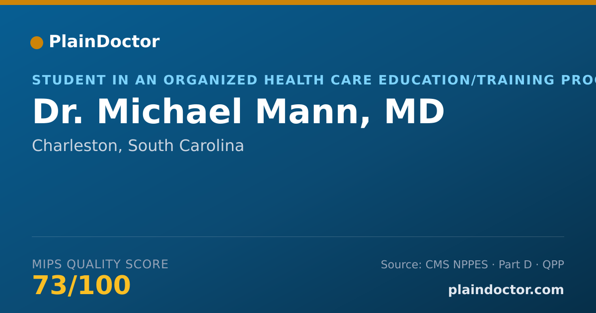 Shareable card for Michael Mann, MD - Student in an Organized Health Care Education/Training Program, Charleston, SC