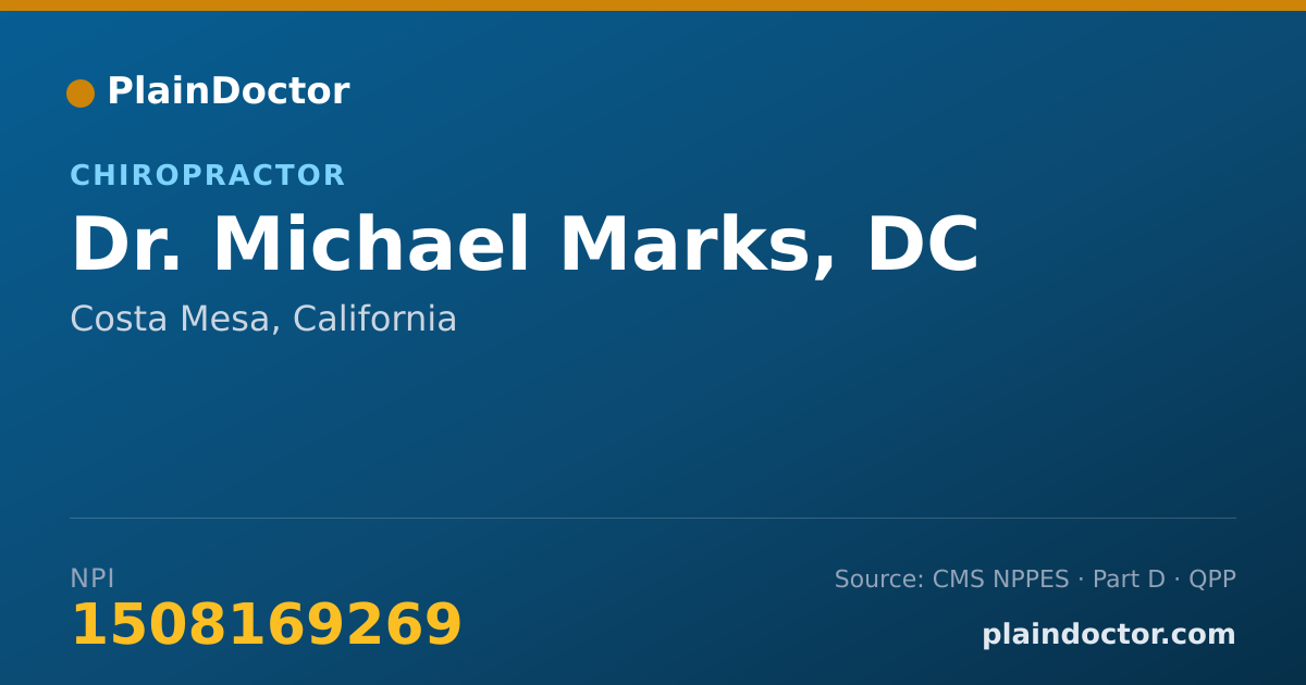 Shareable card for Michael Marks, DC - Chiropractor, Costa Mesa, CA