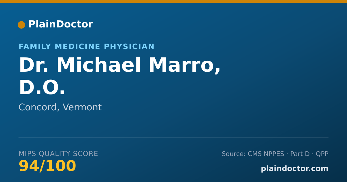 Shareable card for Michael Marro, D.O. - Family Medicine Physician, Concord, VT