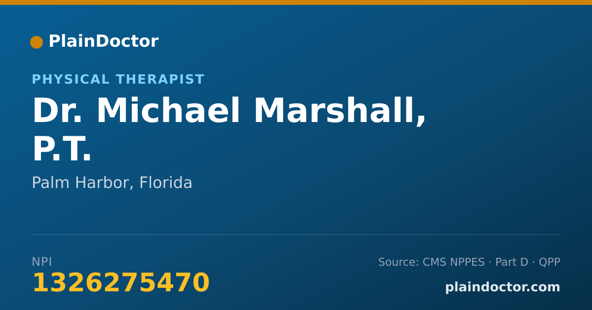 Shareable card for Michael Marshall, P.T. - Physical Therapist, Palm Harbor, FL