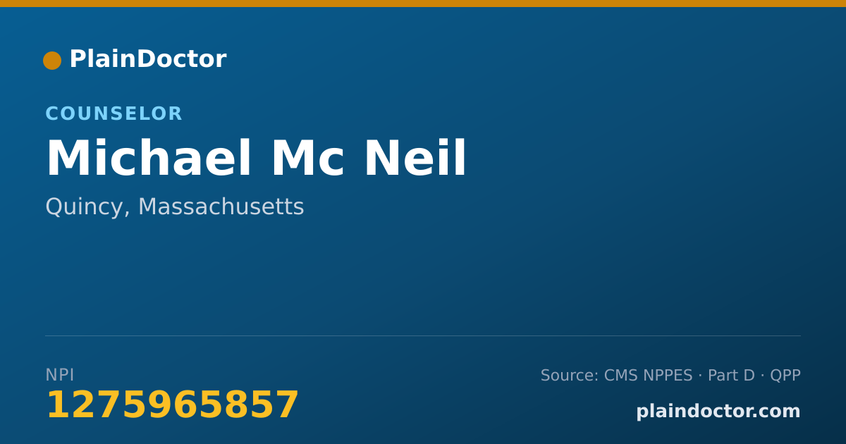 Shareable card for Michael Mc Neil - Counselor, Quincy, MA