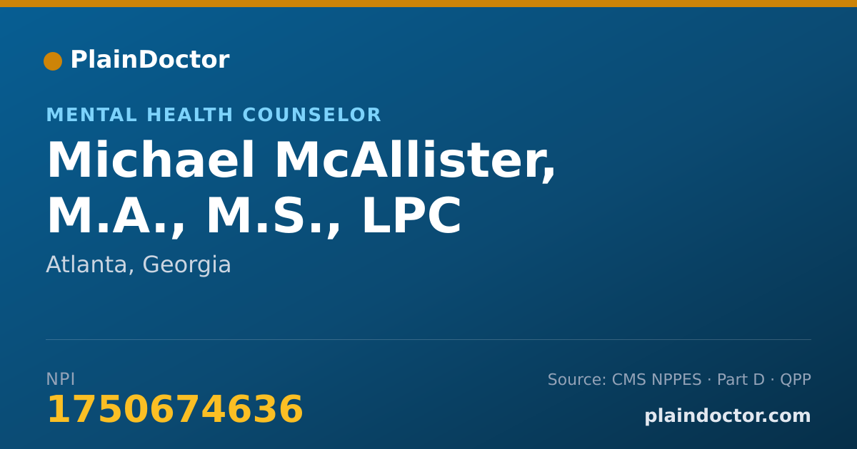 Shareable card for Michael McAllister, M.A., M.S., LPC - Mental Health Counselor, Atlanta, GA