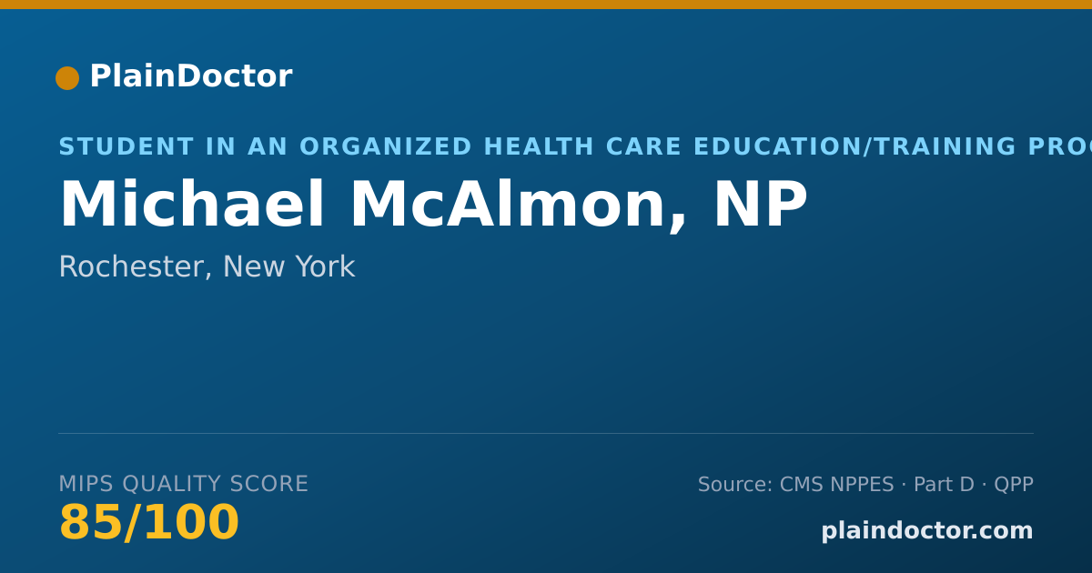 Shareable card for Michael McAlmon, NP - Acute Care Nurse Practitioner, Rochester, NY
