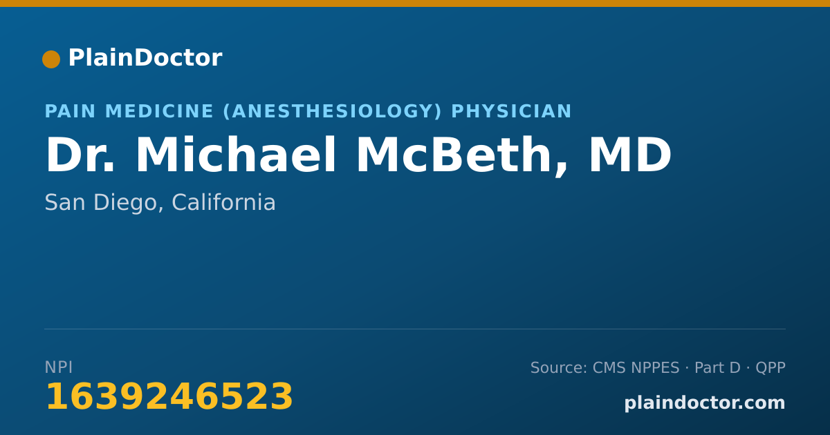 Shareable card for Michael McBeth, MD - Pain Medicine (Anesthesiology) Physician, San Diego, CA