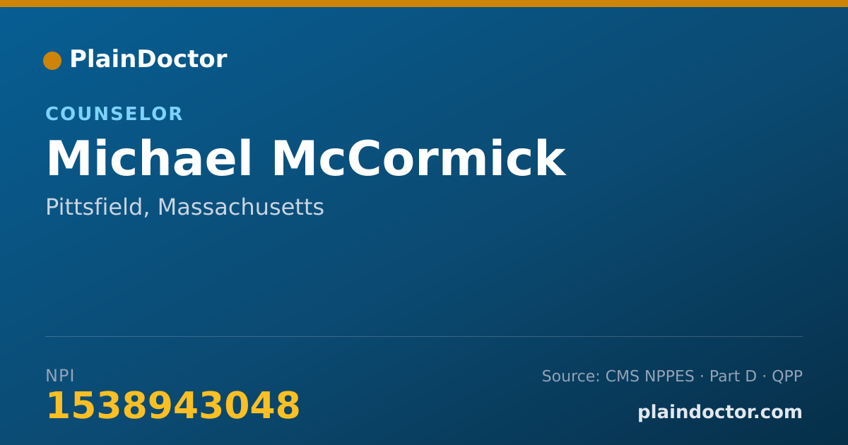 Shareable card for Michael McCormick - Counselor, Pittsfield, MA