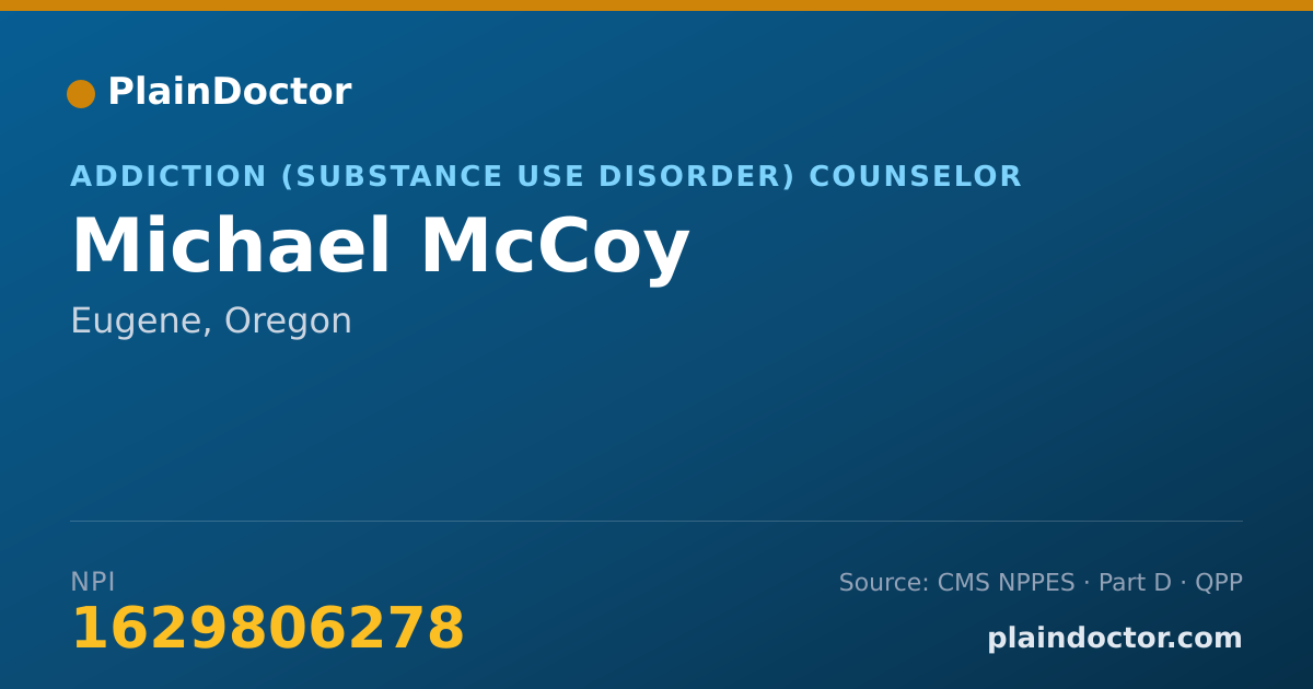 Shareable card for Michael McCoy - Addiction (Substance Use Disorder) Counselor, Eugene, OR