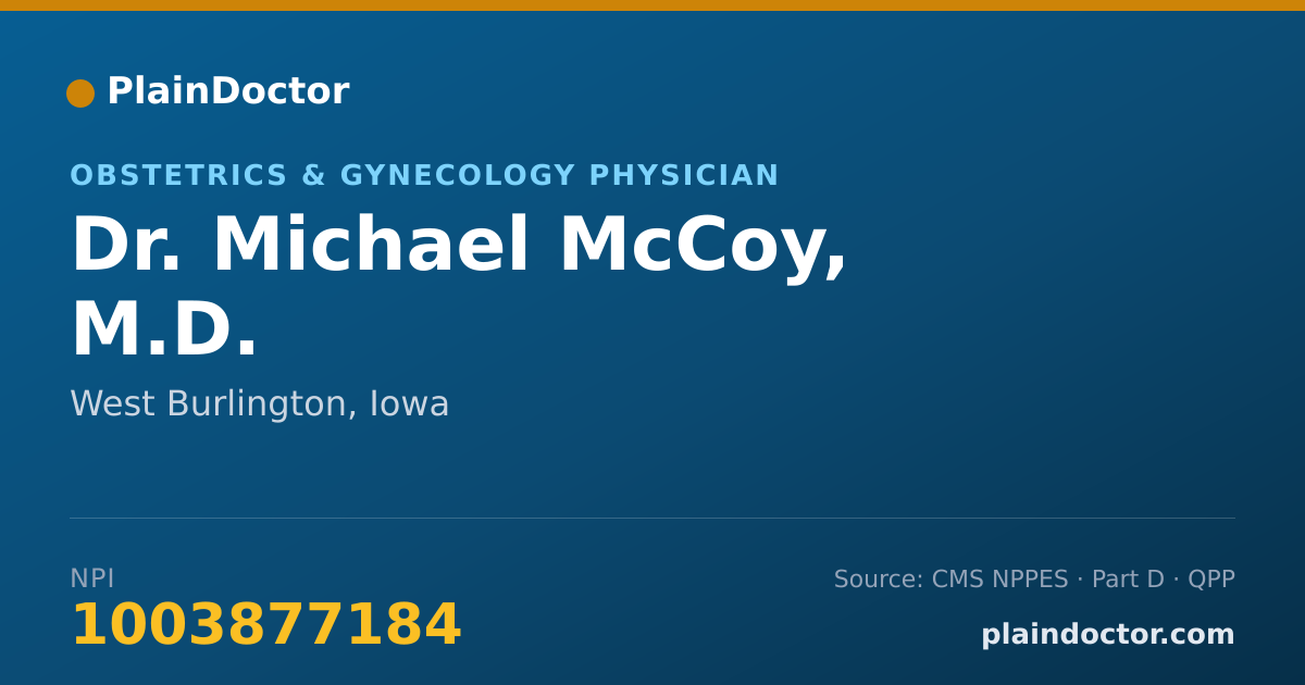 Shareable card for Michael McCoy, M.D. - Obstetrics & Gynecology Physician, West Burlington, IA